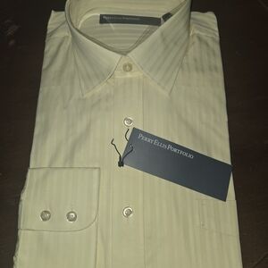 Perry Ellis Light Yellow Stripe Dress Shirt